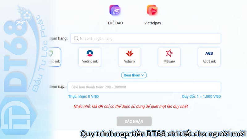 Nạp tiền DT68 dễ dàng với mọi phương thức thanh toán 5 Quy trình nạp tiền DT68 chi tiết cho người mới